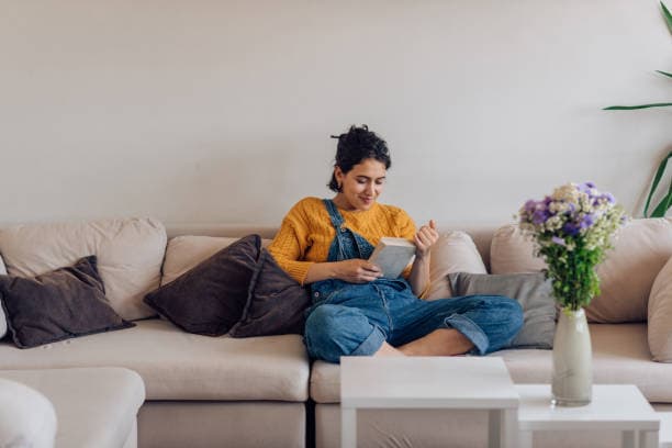 Person relaxing on couch