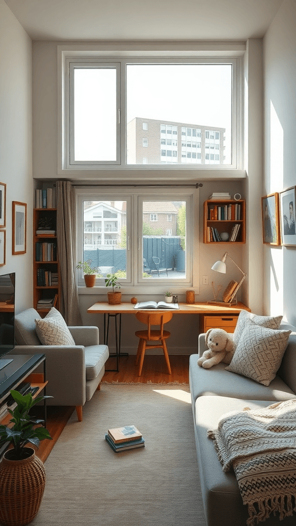 Cozy room with desk and sofa